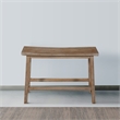 33 Inch Saddle Seat Bench with Angled Frame- Sandblasted Brown Acacia Wood