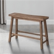 33 Inch Saddle Seat Bench with Angled Frame- Sandblasted Brown Acacia Wood