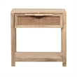 Rosette 22 Inch Accent Side Table- Rattan Front Drawer- Open Shelf- Mango Wood
