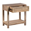 Rosette 22 Inch Accent Side Table- Rattan Front Drawer- Open Shelf- Mango Wood