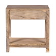 Rosette 22 Inch Accent Side Table- Rattan Front Drawer- Open Shelf- Mango Wood