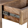 Rosette 22 Inch Accent Side Table- Rattan Front Drawer- Open Shelf- Mango Wood
