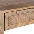 Rosette 22 Inch Accent Side Table- Rattan Front Drawer- Open Shelf- Mango Wood