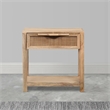 Rosette 22 Inch Accent Side Table- Rattan Front Drawer- Open Shelf- Mango Wood