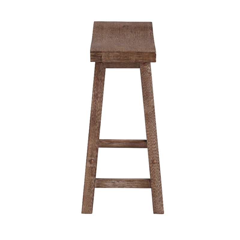 Wooden Frame Saddle Seat Counter Height Stool with Angled Legs- Brown