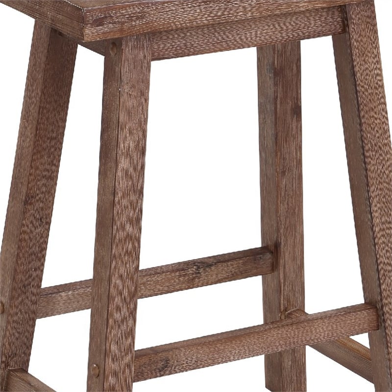 Wooden Frame Saddle Seat Counter Height Stool with Angled Legs- Brown