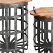 Industrial Grid Galvanized Accent Side End Table with Round Lid- Set of 2
