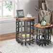 Industrial Grid Galvanized Accent Side End Table with Round Lid- Set of 2