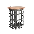 Industrial Grid Galvanized Accent Side End Table with Round Lid- Set of 2