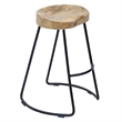 Ela 30 Inch Mango Wood Bar Stool- Saddle Seat- Iron Frame- Brown and Black