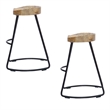 Ela 30 Inch Mango Wood Industrial Barstool- Saddle Seat- Iron Frame- Set of 2