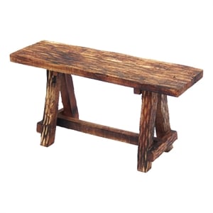 Wooden Garden Patio Bench With Retro Etching- Cappuccino Brown