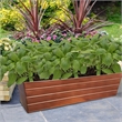 Rectangular Metal Flower Planter Box with Embossed Line Design-Large-Copper