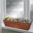 Rectangular Metal Flower Planter Box with Embossed Line Design-Large-Copper