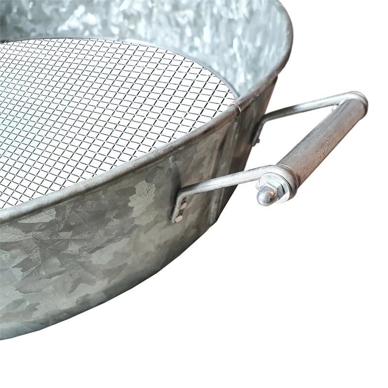 Round Galvanized Steel Compost Sifter with Wire Mesh Design Base- Antique Silver