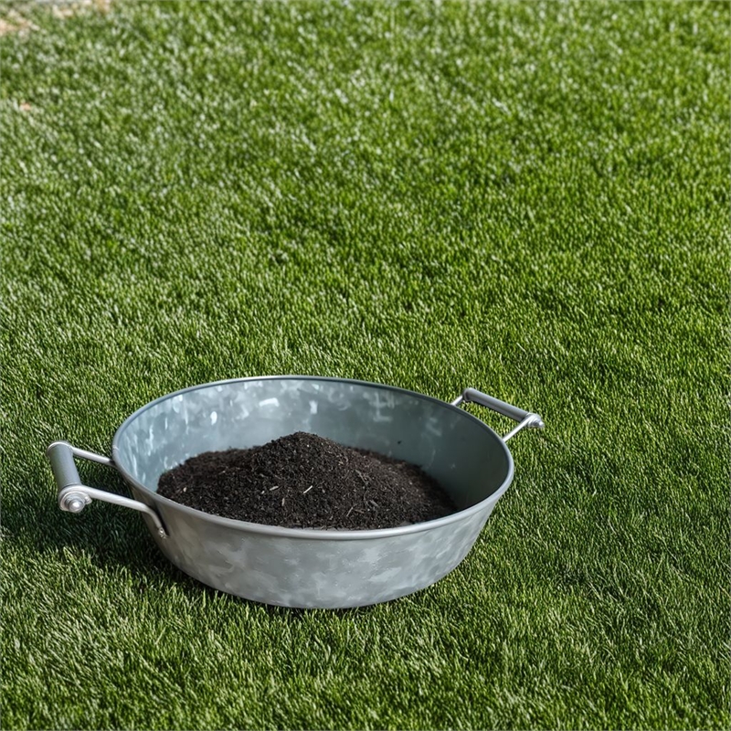 Round Galvanized Steel Compost Sifter with Wire Mesh Design Base- Antique Silver