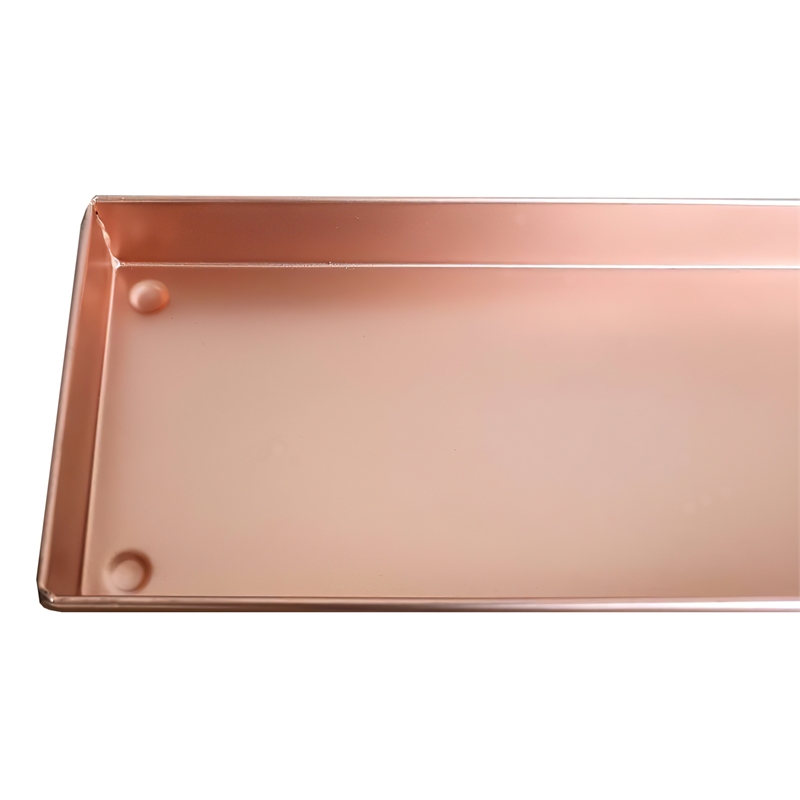 29 Inch Rectangular Metal Windowsill Planter Tray- Trim Edges- Large- Copper