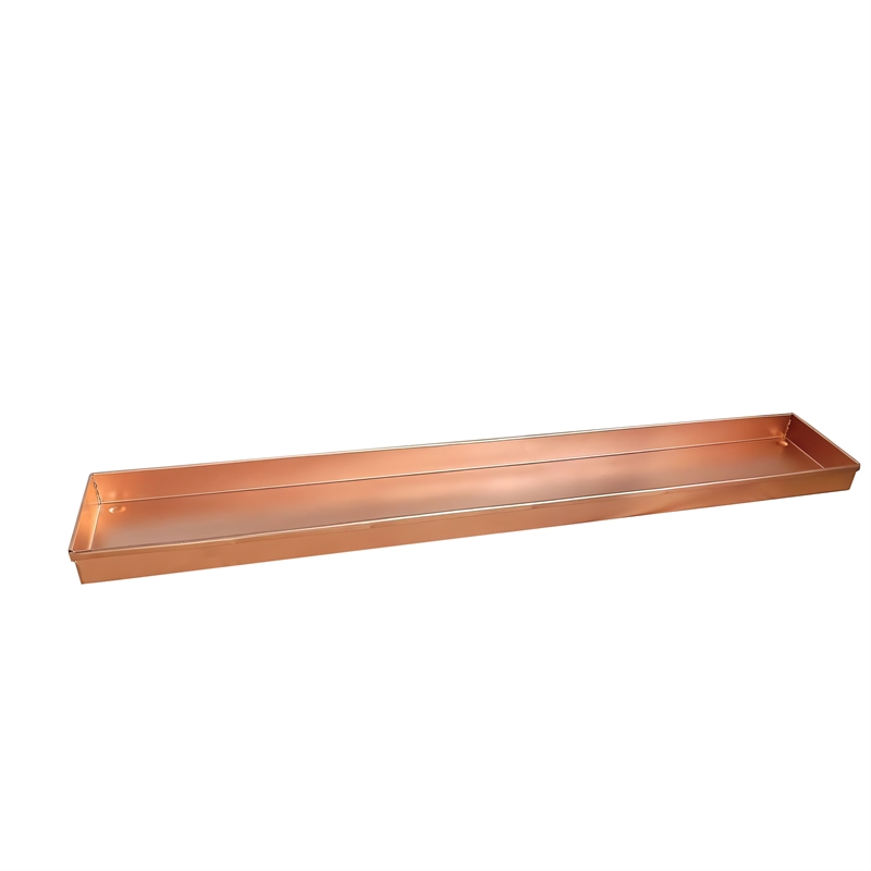 29 Inch Rectangular Metal Windowsill Planter Tray- Trim Edges- Large- Copper