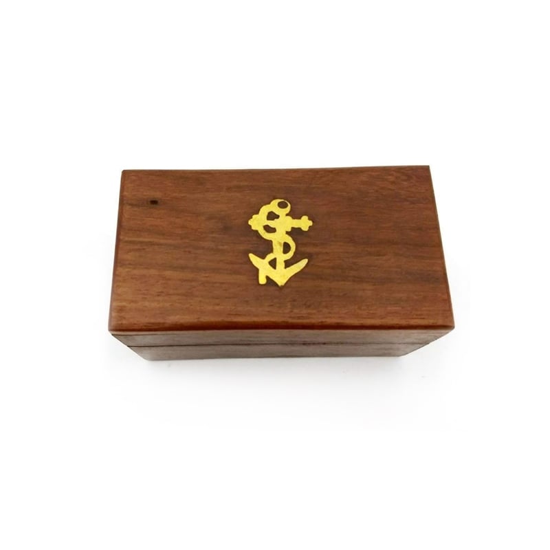 Small Brass Nautical Telescope with Pull-Out Wooden Box in Gold and Brown Finish