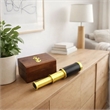 Small Brass Nautical Telescope with Pull-Out Wooden Box in Gold and Brown Finish