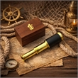 Small Brass Nautical Telescope with Pull-Out Wooden Box in Gold and Brown Finish