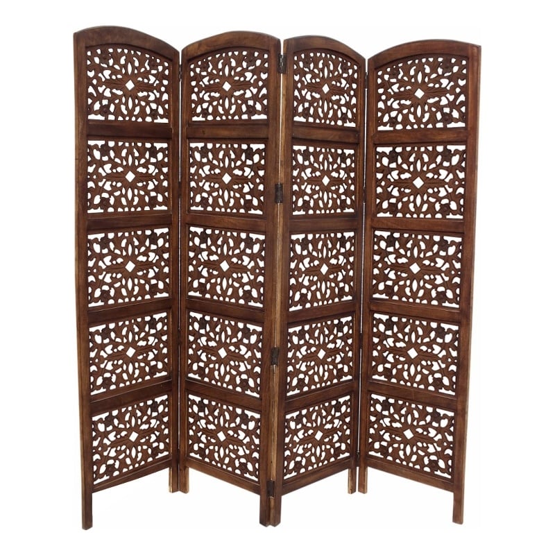 The Urban Port Handmade Foldable 4 Panel Wooden Partition Screen Room Divider