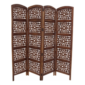The Urban Port Handmade Foldable 4 Panel Wooden Partition Screen Room Divider
