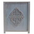 Three Panel Wooden Room Divider with Traditional Carvings and Cutouts- Blue