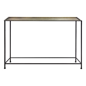 Aurelia 48 Inch Console Sofa Table-Artisanal Hammered Bronze Tray Top-Iron Frame