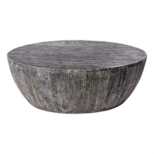 Arthur 36 Inch Farmhouse Style Handcrafted Mango Wood Coffee Table- Round Shape