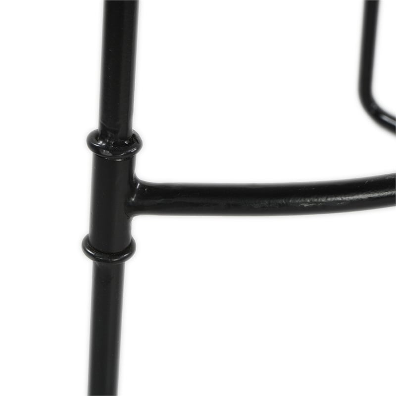 Tiva 24 Inch Handcrafted Backless Counter Height Stool- Mango Wood Saddle Seat