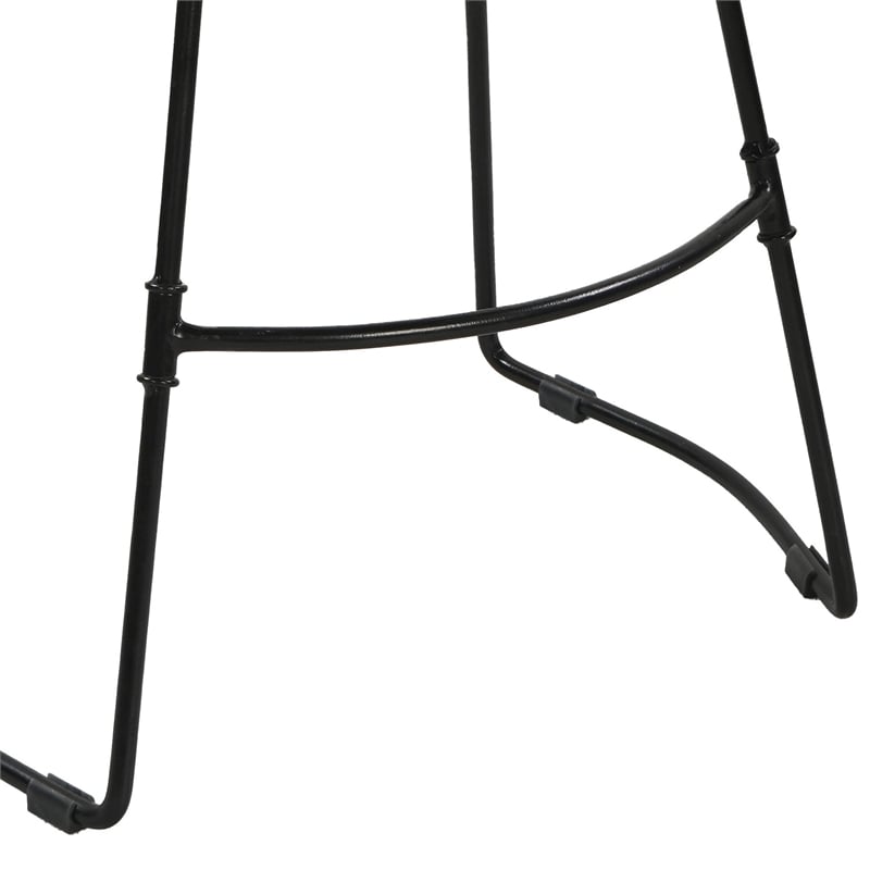 Tiva 24 Inch Handcrafted Backless Counter Height Stool- Mango Wood Saddle Seat