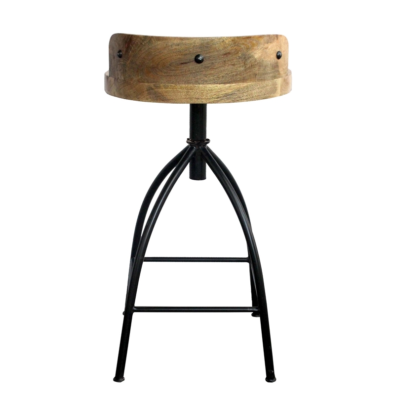Pia 25-31 Inch Industrial Style Counter Height Stool with Adjustable Swivel Seat