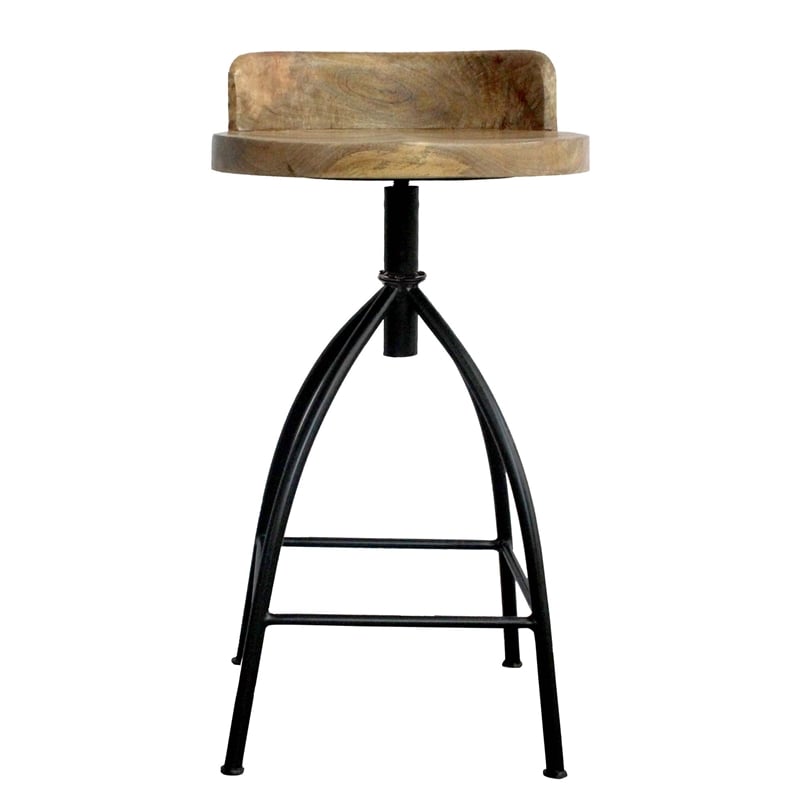 Pia 25-31 Inch Industrial Style Counter Height Stool with Adjustable Swivel Seat