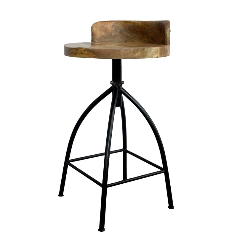 Pia 25-31 Inch Industrial Style Counter Height Stool with Adjustable Swivel Seat