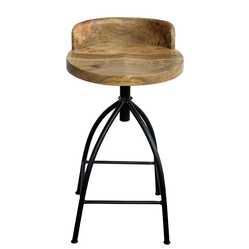 Pia 25-31 Inch Industrial Style Counter Height Stool with Adjustable Swivel Seat