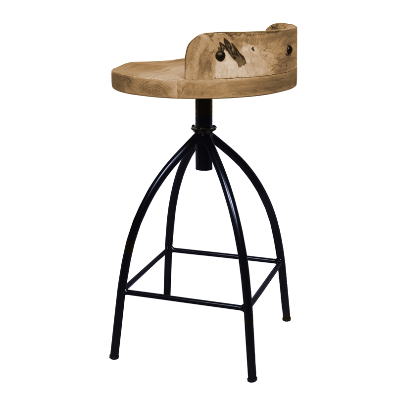 Pia 25-31 Inch Industrial Style Counter Height Stool with Adjustable Swivel Seat