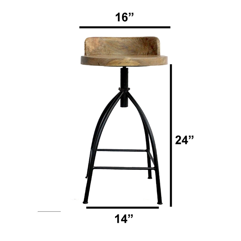 Pia 25-31 Inch Industrial Style Counter Height Stool with Adjustable Swivel Seat
