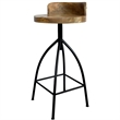 Pia 32-35 Extra Tall Adjustable Barstool- Natural Brown Mango Wood Seat