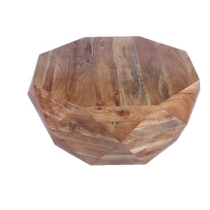 Bon 33 Inch Diamond Shape Acacia Wood Coffee Table With Smooth Top-Natural Brown