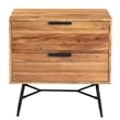 2 Drawer Wooden Nightstand with Metal Angled Legs- Black and Brown