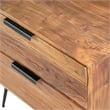 2 Drawer Wooden Nightstand with Metal Angled Legs- Black and Brown