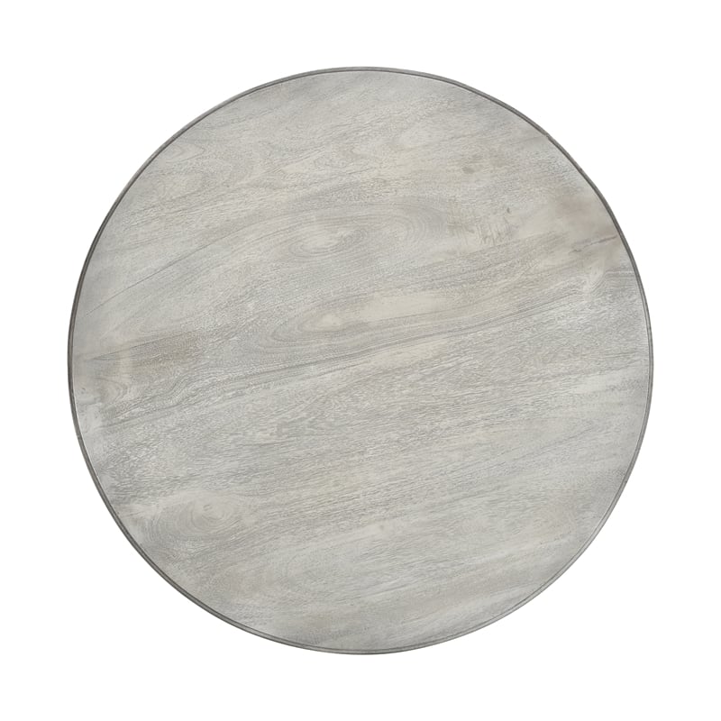 42 Inch Handcrafted Mango Wood Dining Table-Pedestal Base-Round Molded Top-White
