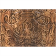 Rea 34 Inch Handcrafted Mango Wood Coffee Table- Round Drum Shape-Damask Pattern