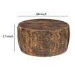 Rea 34 Inch Handcrafted Mango Wood Coffee Table- Round Drum Shape-Damask Pattern
