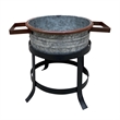 21- 18- and 16 Inch 3 Piece Round Tub Metal Planter Set with Stand in Galvanized