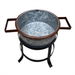 21- 18- and 16 Inch 3 Piece Round Tub Metal Planter Set with Stand in Galvanized