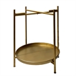 Vica 20 Inch High Round Side End Table with 2 Tier Iron Frame- Matte Gold
