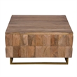 33 Inch Lift Top Storage Trunk Coffee Table- Square- Mango Wood- Natural Brown
