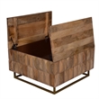 33 Inch Lift Top Storage Trunk Coffee Table- Square- Mango Wood- Natural Brown